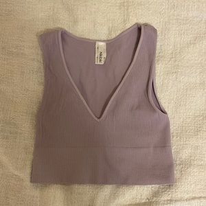Lavender ribbed crop top.